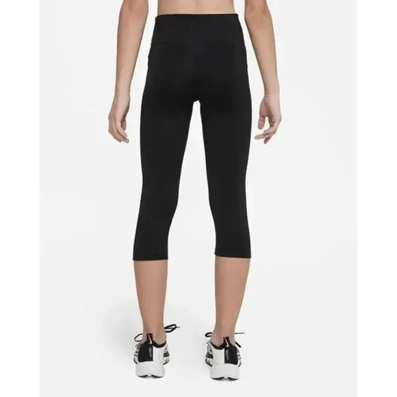 NWT Nike Dri-FIT One Capri Leggings Tight Fit Black Girl Size XS (5/6) - Picture 3 of 5